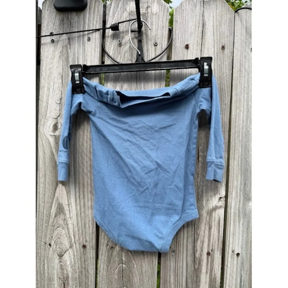 Farm Carhartt Bodysuit Kids 12M Blue Graphic Tractor Barn Long Sleeve Workwear